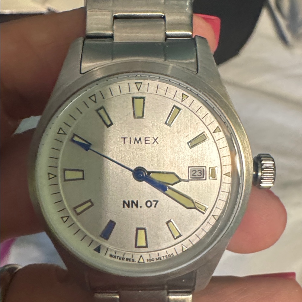 Timex Silver Watch with Blue Accents - Picture 2 of 5